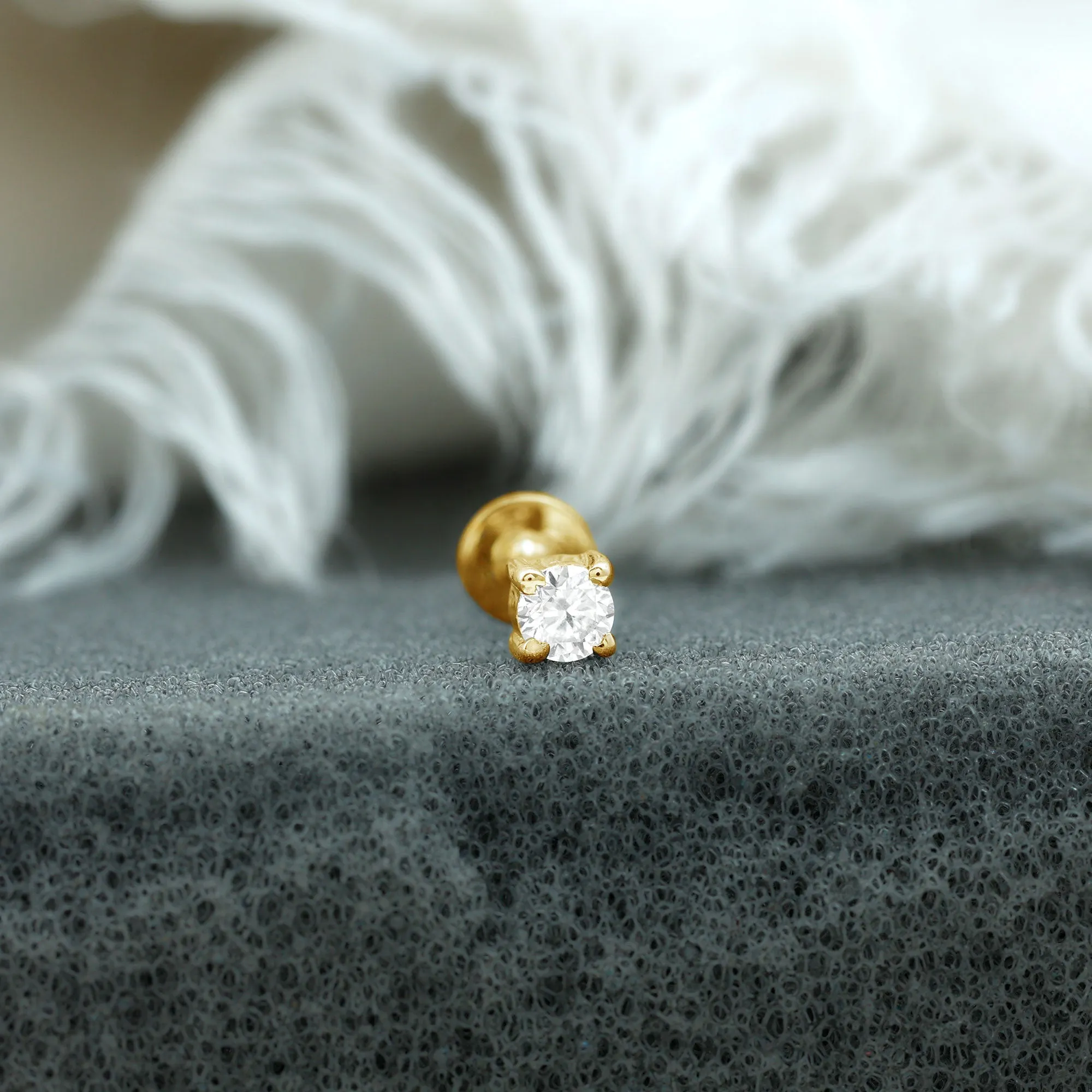 Dainty Moissanite Solitaire Conch Earring in Gold