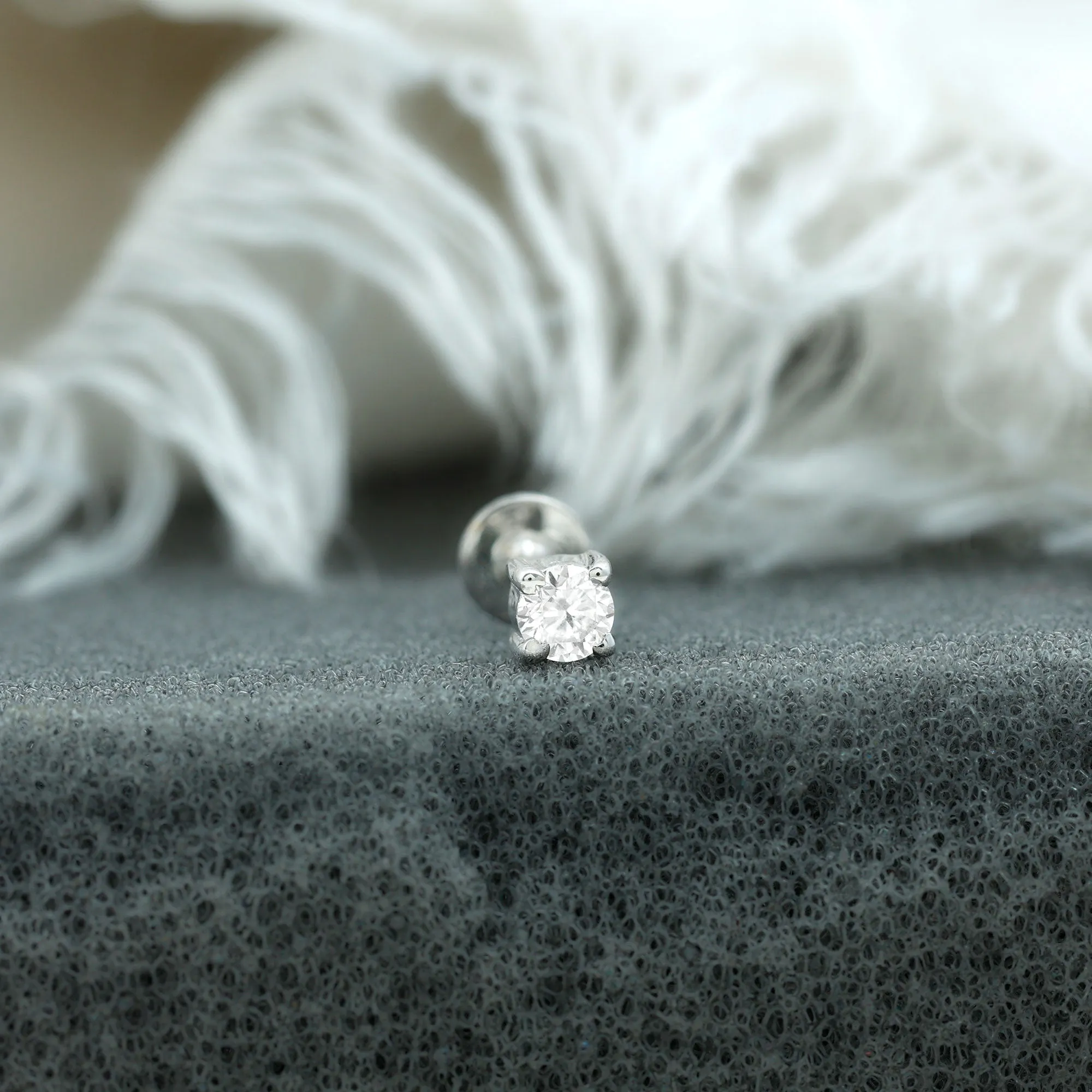 Dainty Moissanite Solitaire Conch Earring in Gold