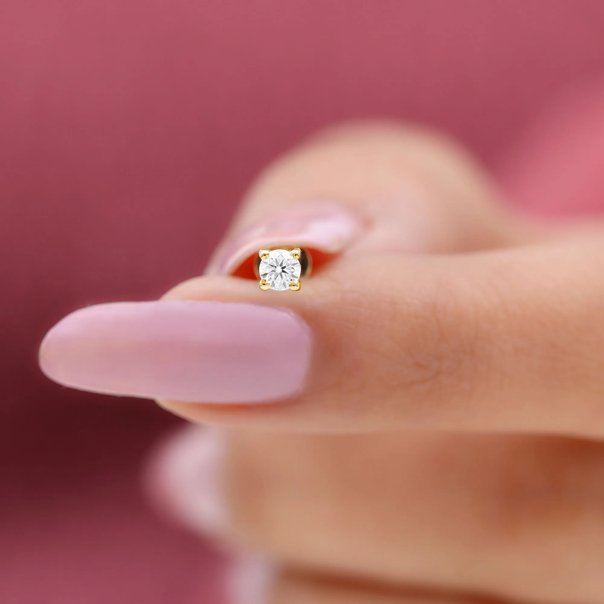Dainty Moissanite Solitaire Conch Earring in Gold