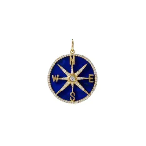 DIAMOND AND LAPIS COMPASS CHARM