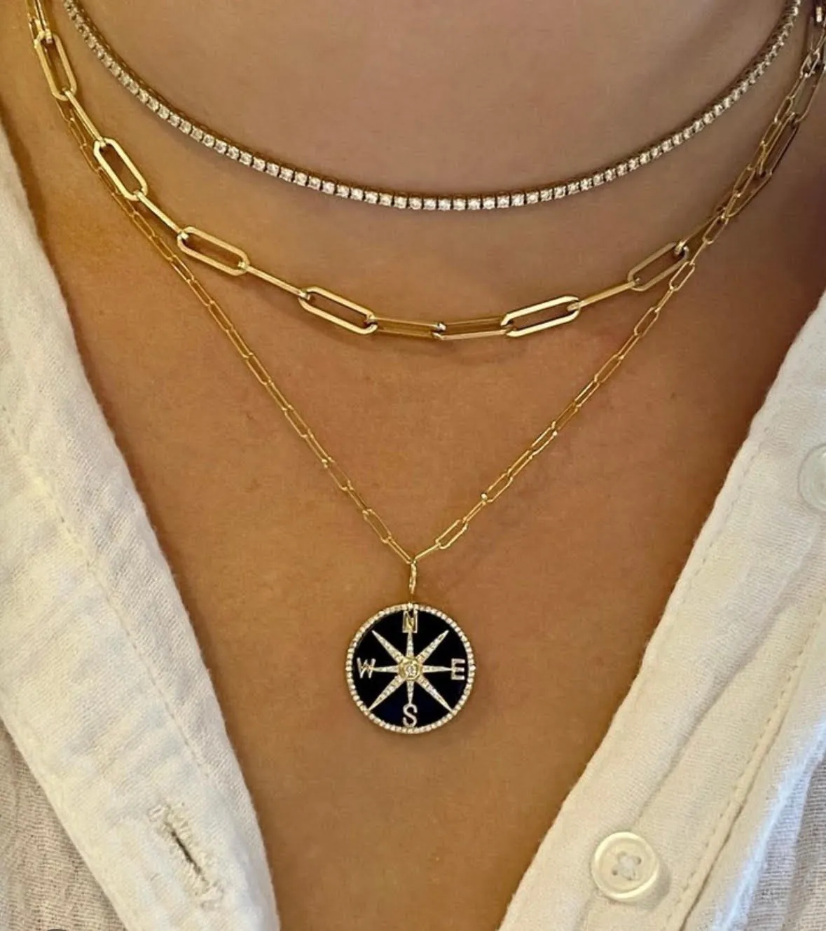 DIAMOND AND LAPIS COMPASS CHARM