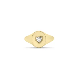 Diamond Heart Signet Ring