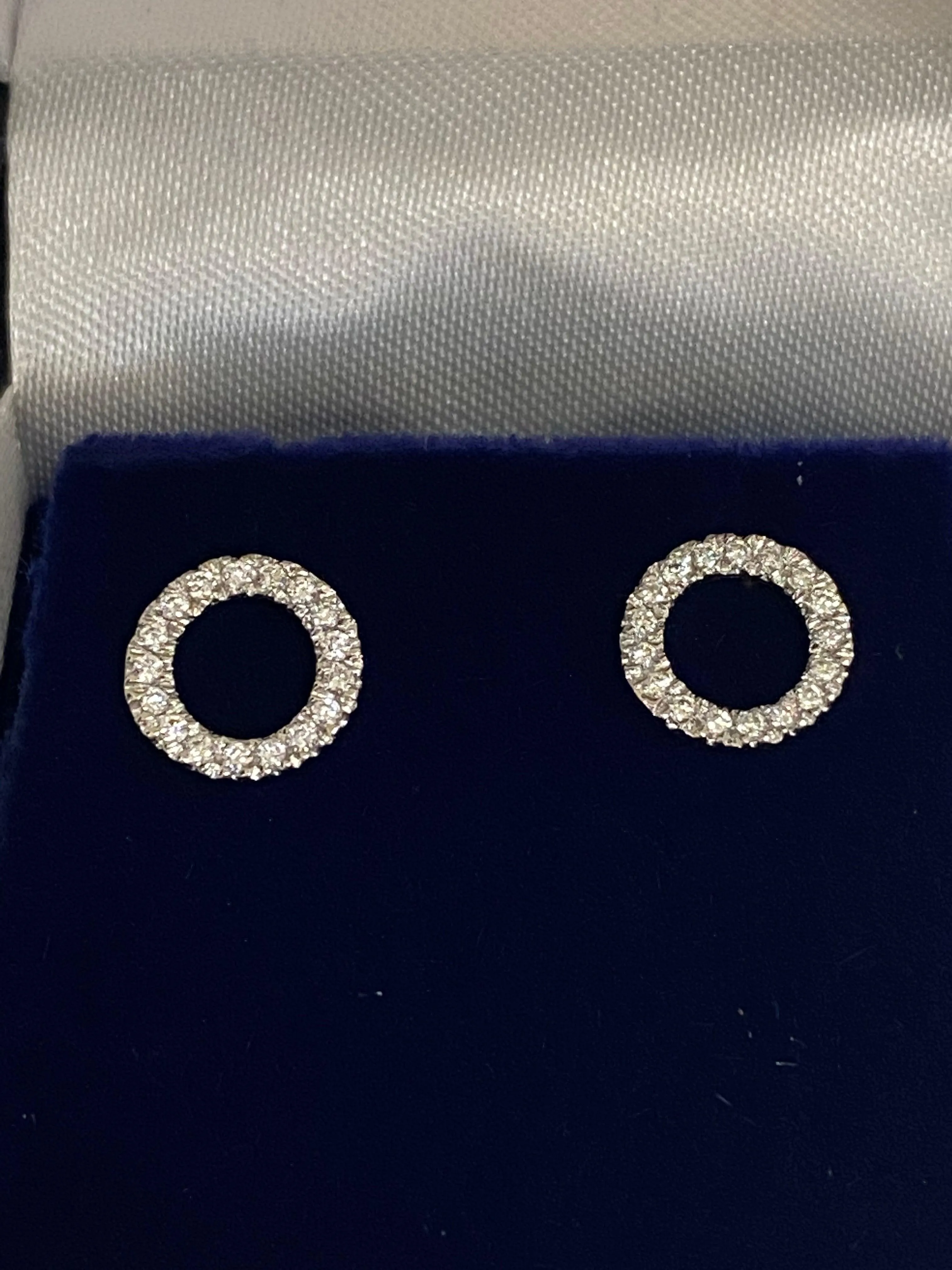 Diamond Open Circle Stud Earrings