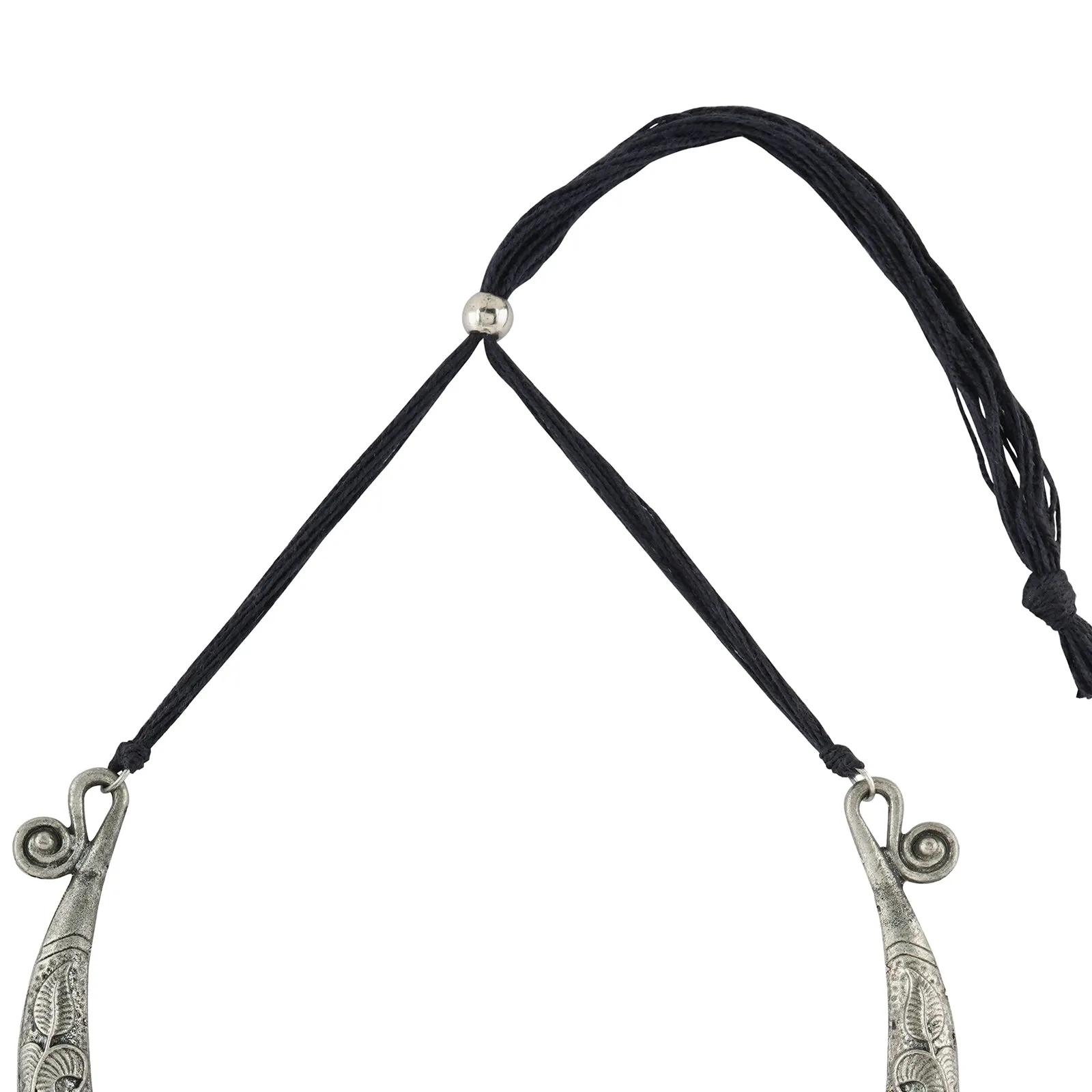 Dravya Silver Oxidised White stone  Necklace Set