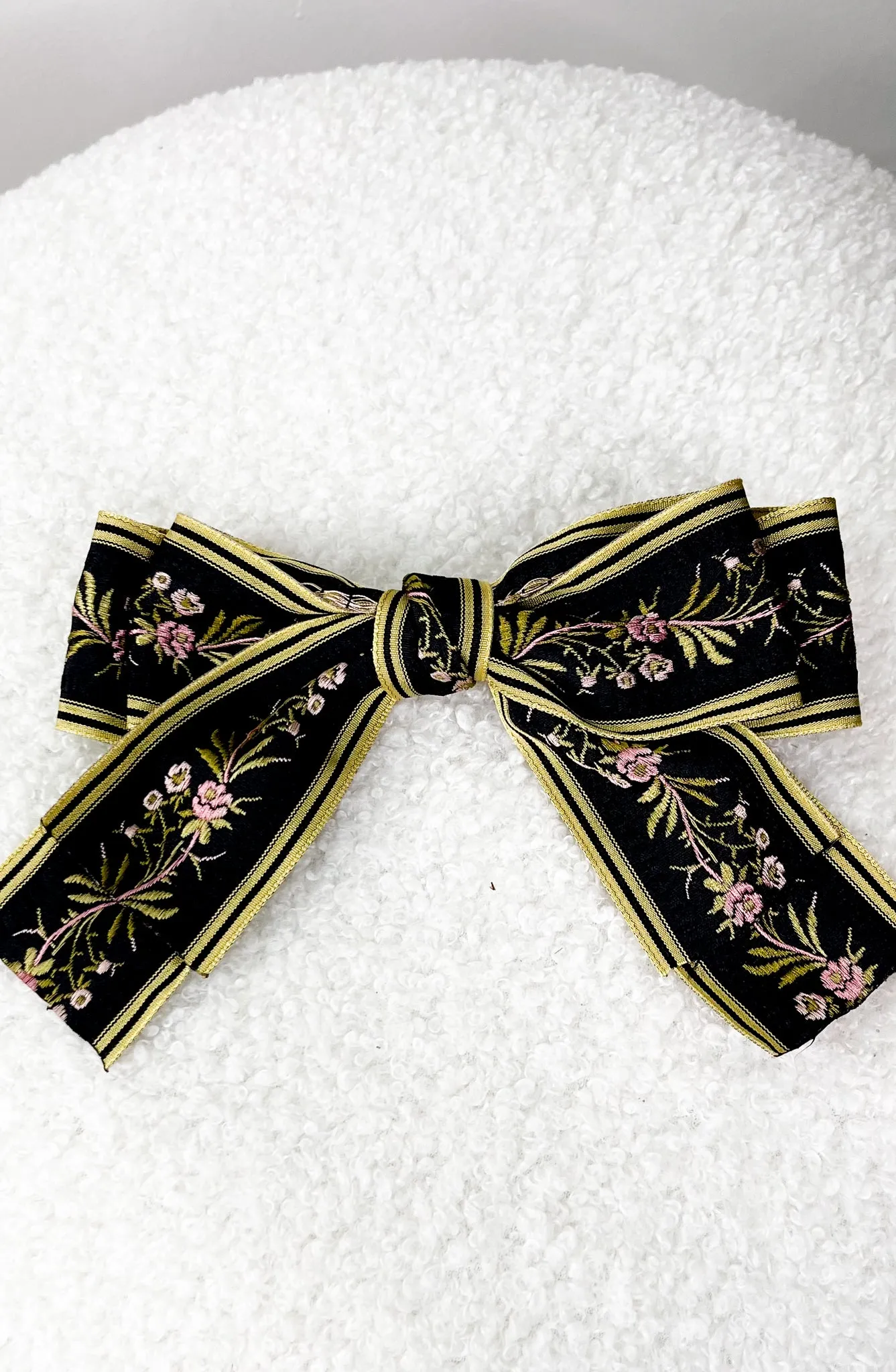 Embroidered Double Bow Hairpin