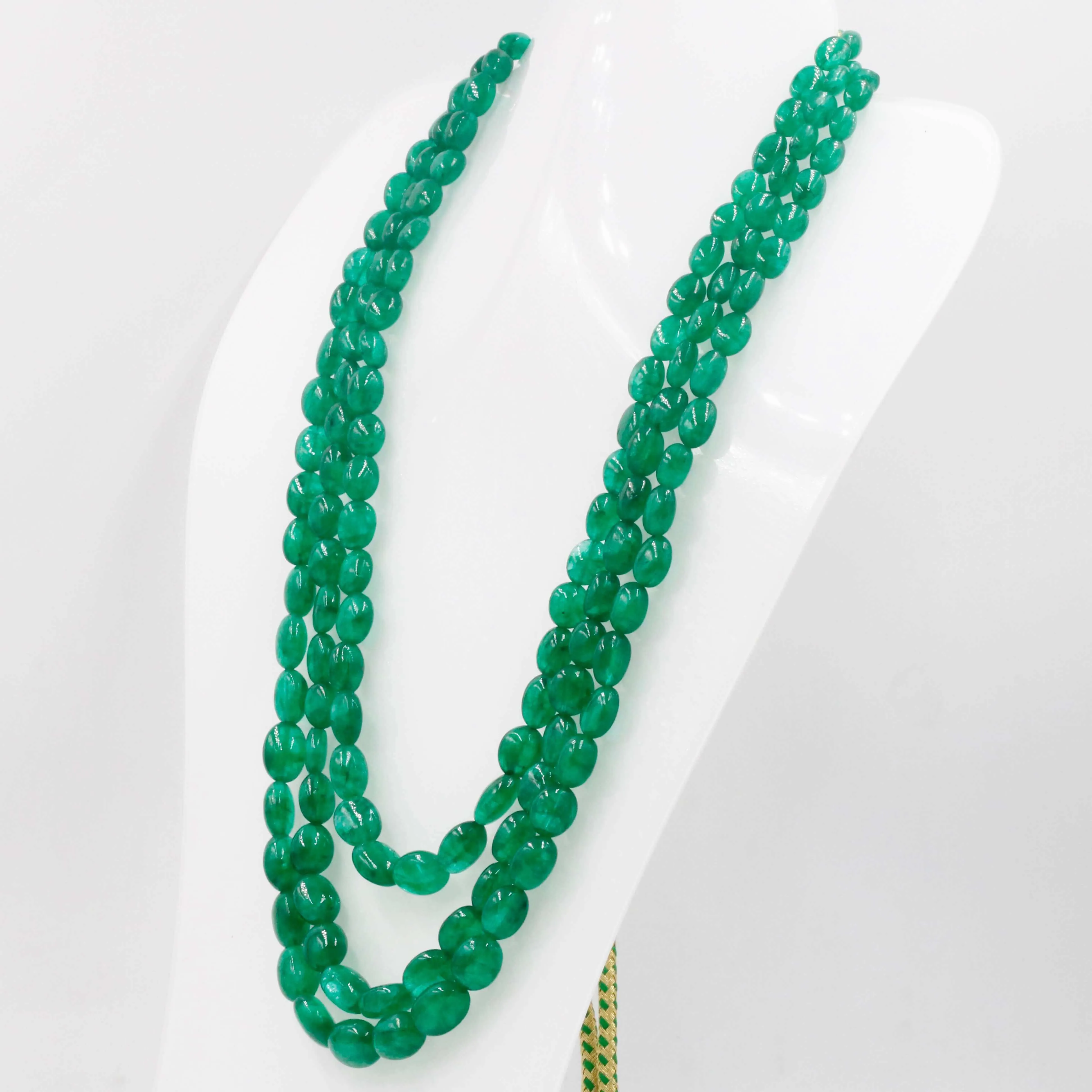Emerald Beaded Necklace Gemstone Necklace Layered Necklace Long Necklace Green Necklace Indian Necklace Sarafa Necklace SKU: 6143083