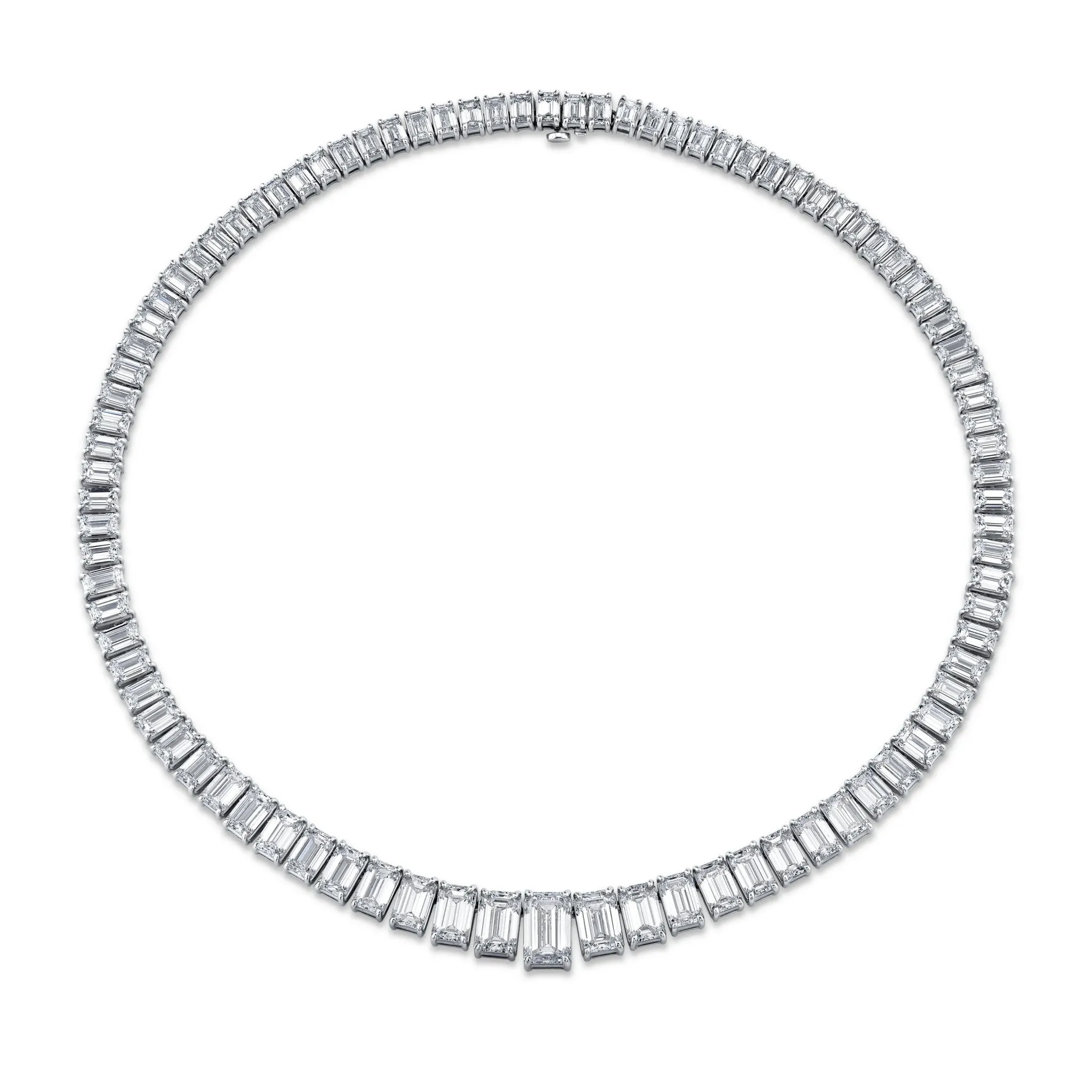 Emerald Cut Diamonds Graduated Riviera Necklace