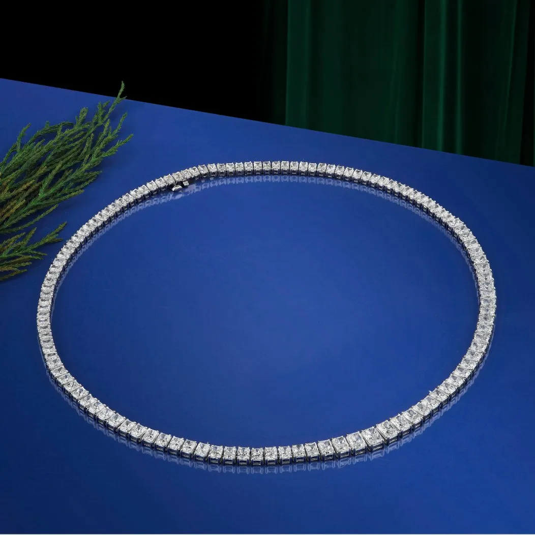 Emerald Cut Diamonds Graduated Riviera Necklace
