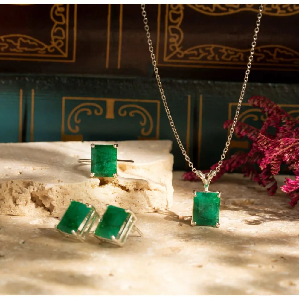 Emerald Cut Emerald Necklace
