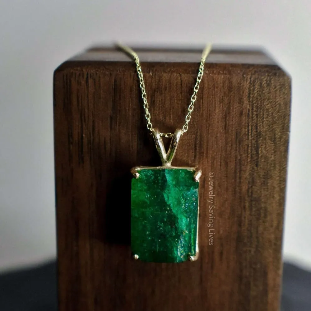 Emerald Cut Emerald Necklace