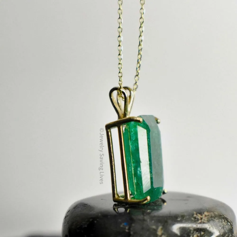 Emerald Cut Emerald Necklace