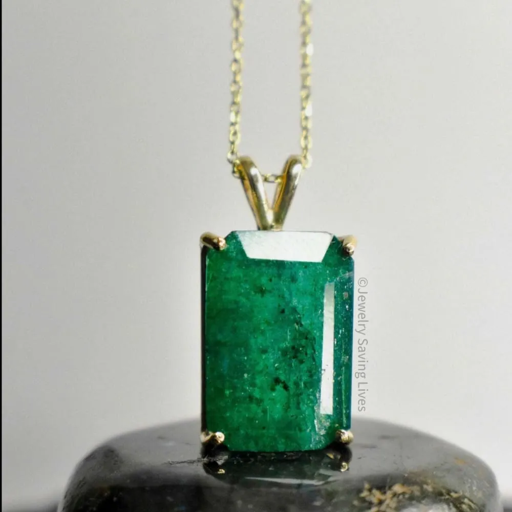 Emerald Cut Emerald Necklace