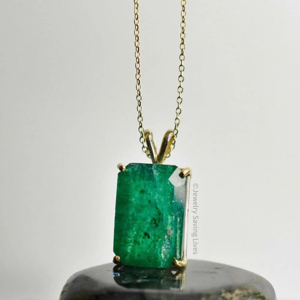 Emerald Cut Emerald Necklace