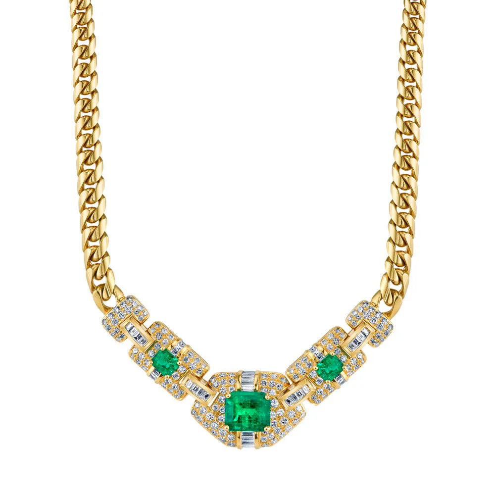 Emerald Diamond Gold Necklace