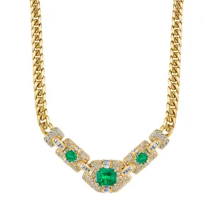 Emerald Diamond Gold Necklace