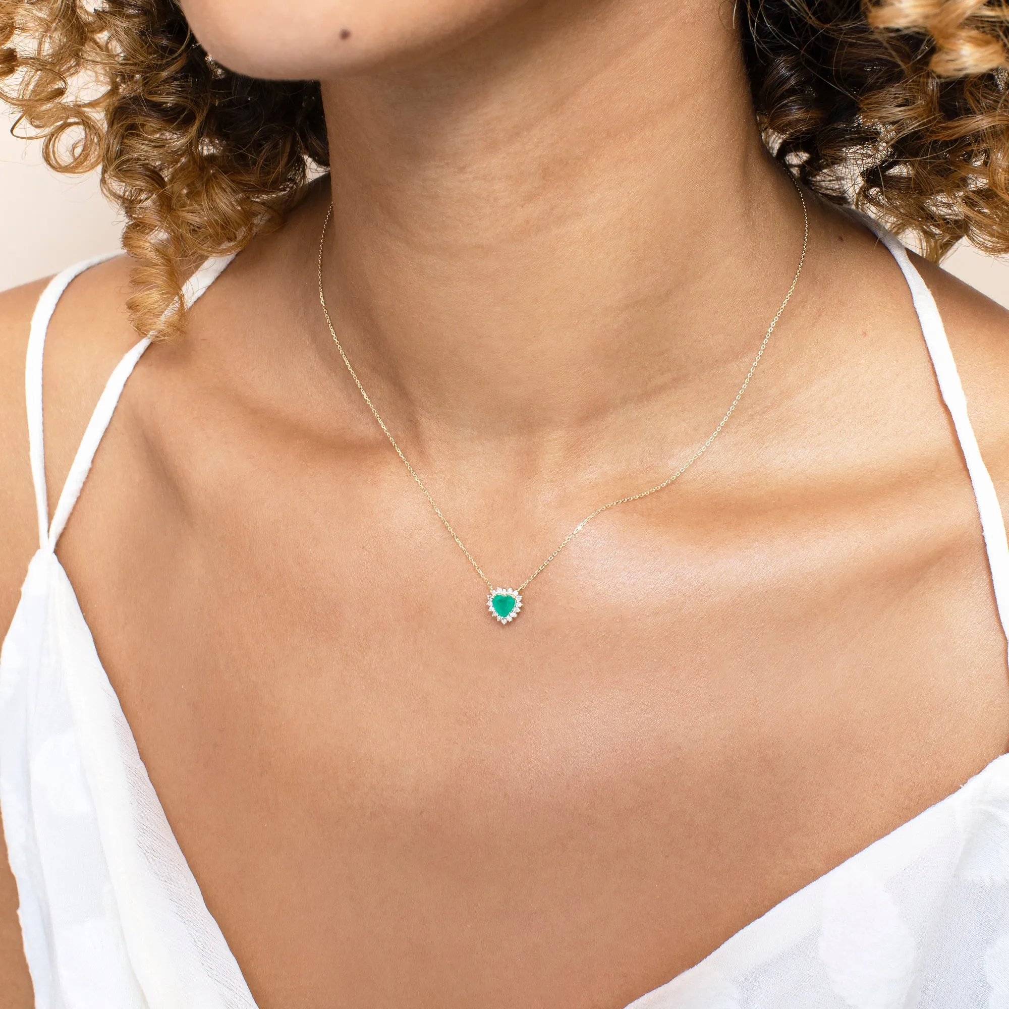 Emerald Diamond Heart Necklace, Imogen