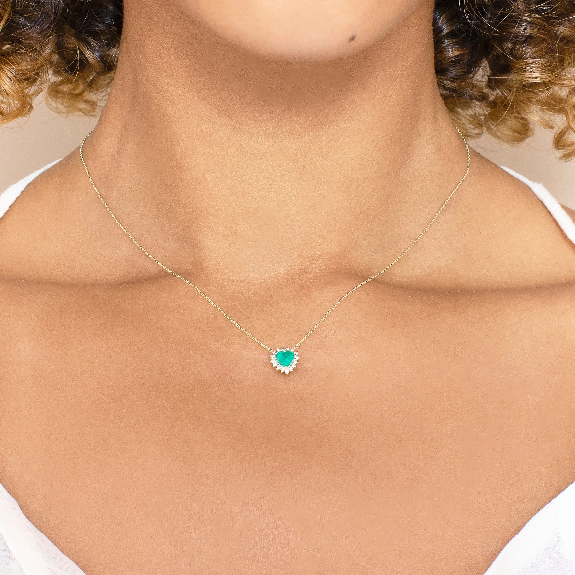 Emerald Diamond Heart Necklace, Imogen