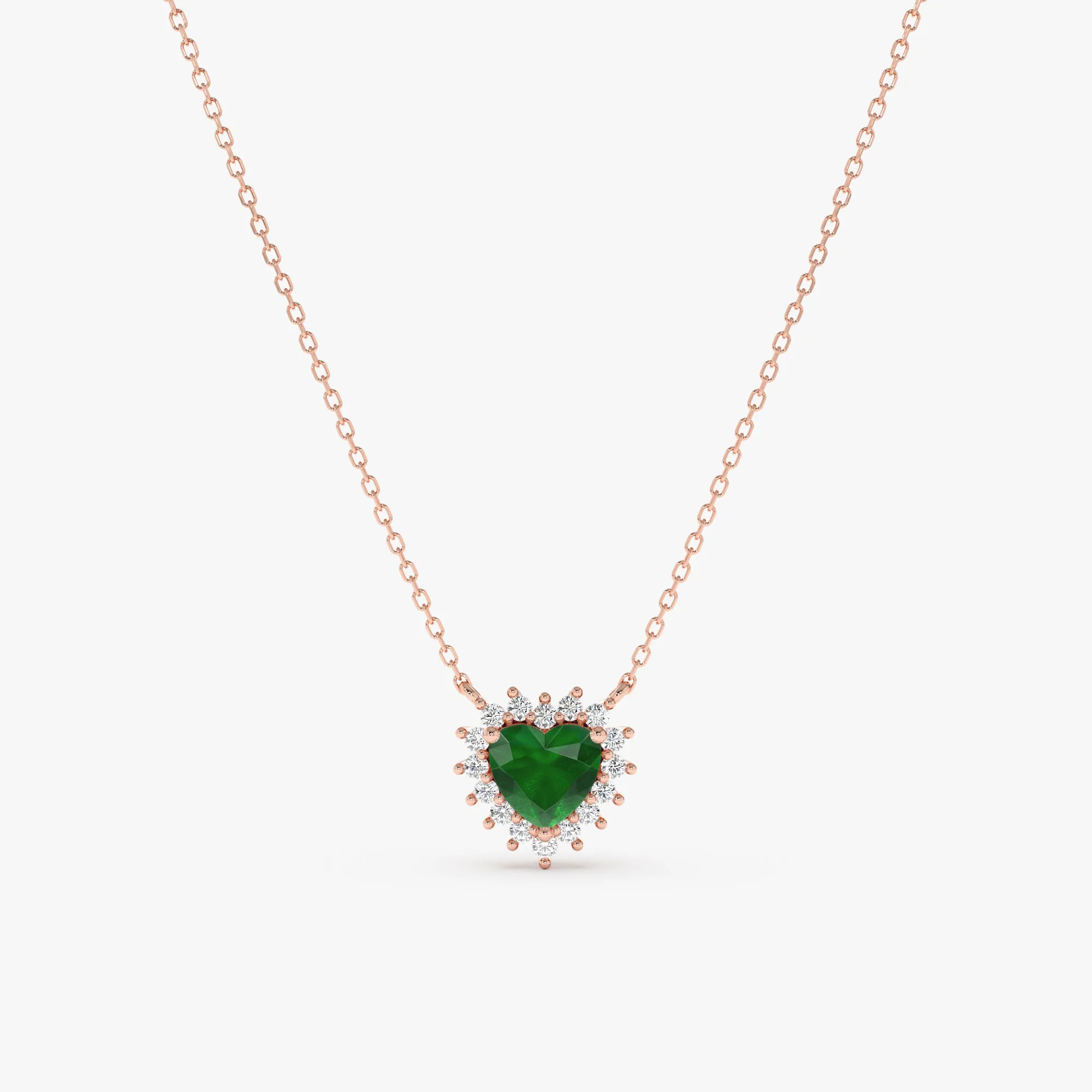 Emerald Diamond Heart Necklace, Imogen