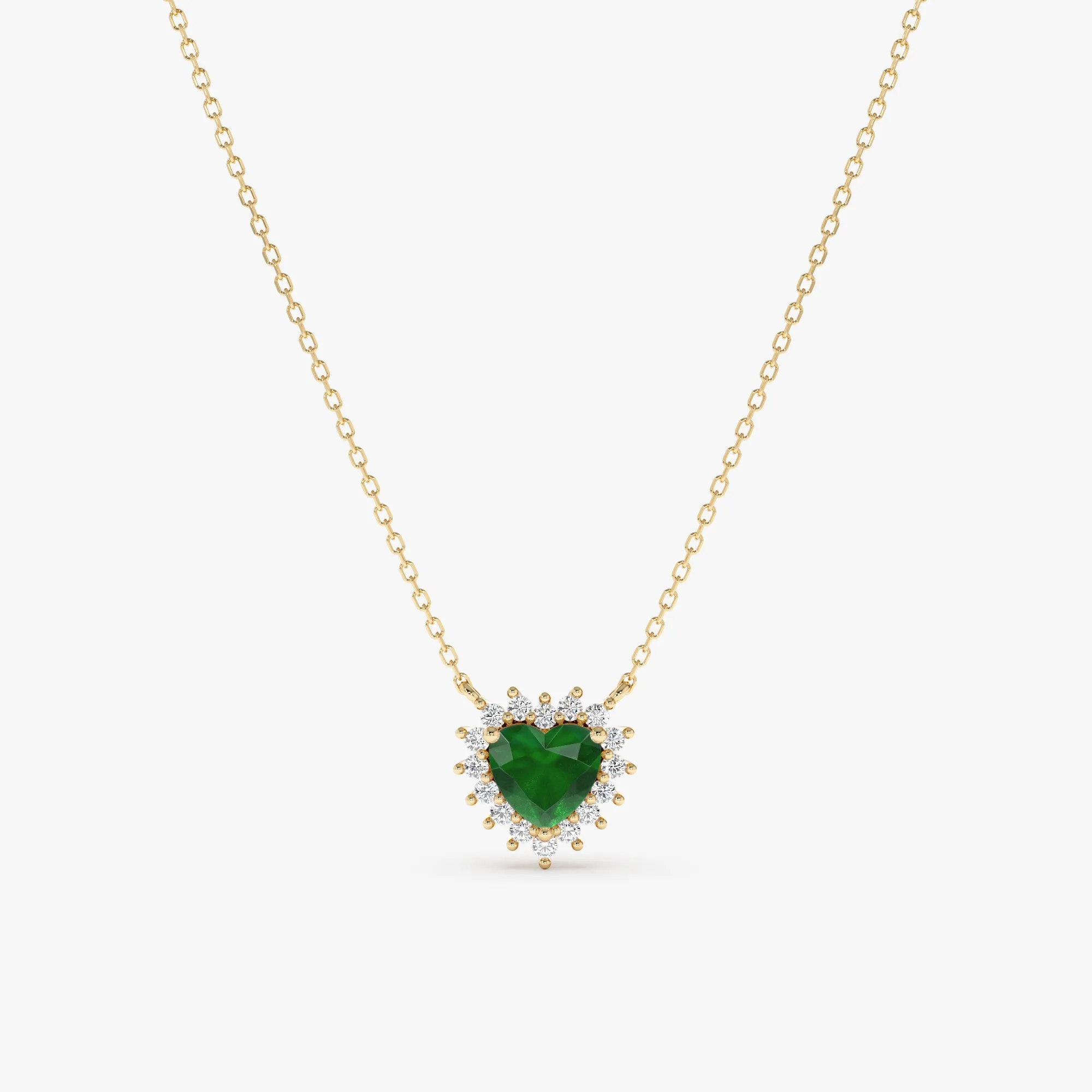 Emerald Diamond Heart Necklace, Imogen