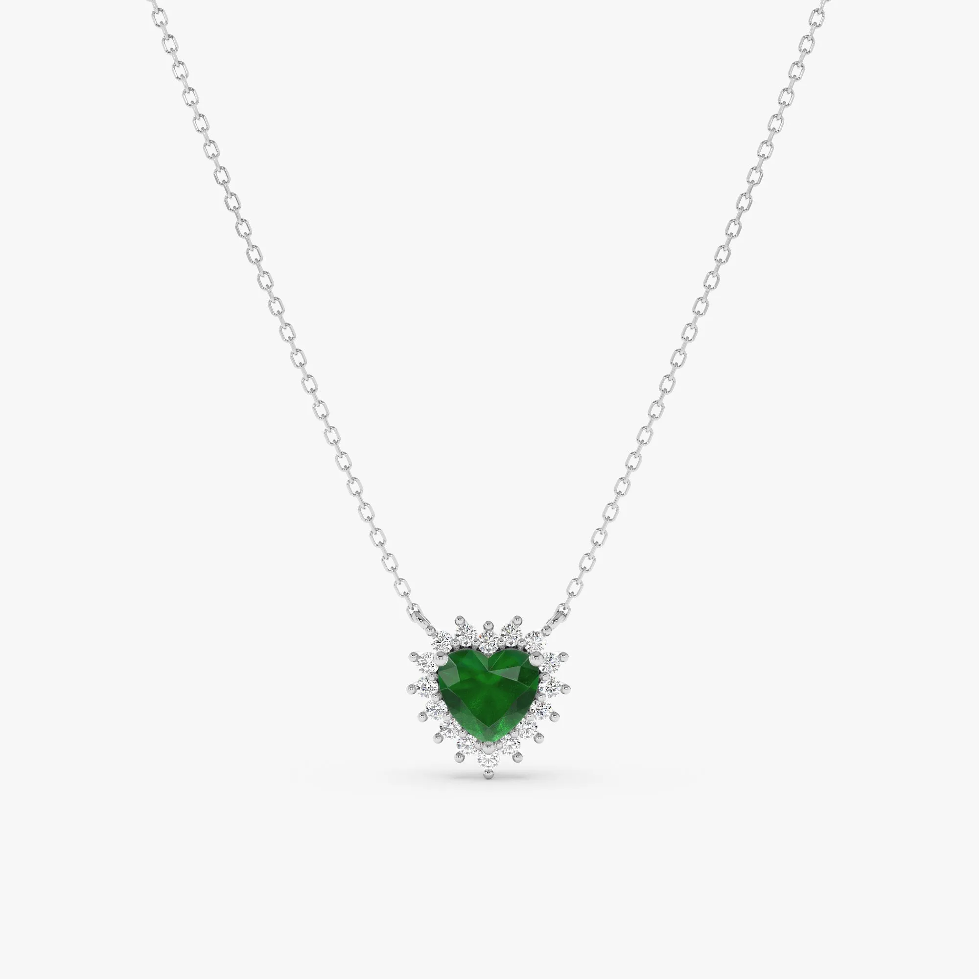 Emerald Diamond Heart Necklace, Imogen