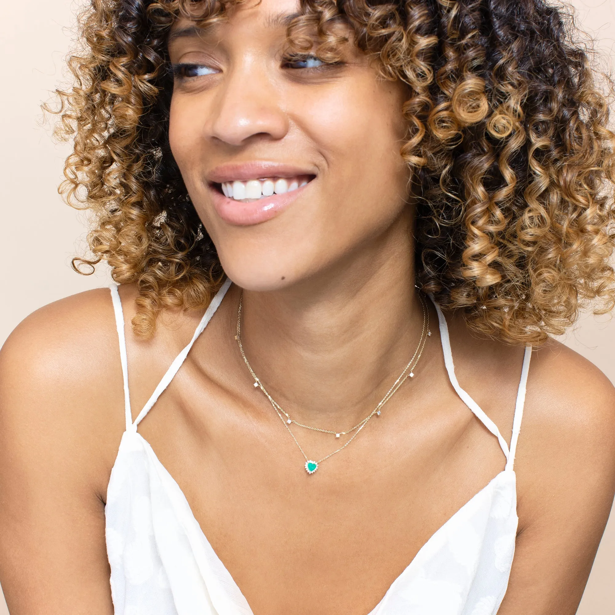 Emerald Diamond Heart Necklace, Imogen
