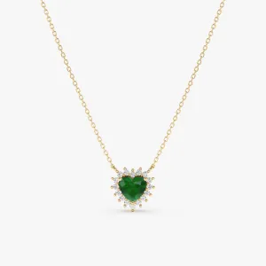 Emerald Diamond Heart Necklace, Imogen