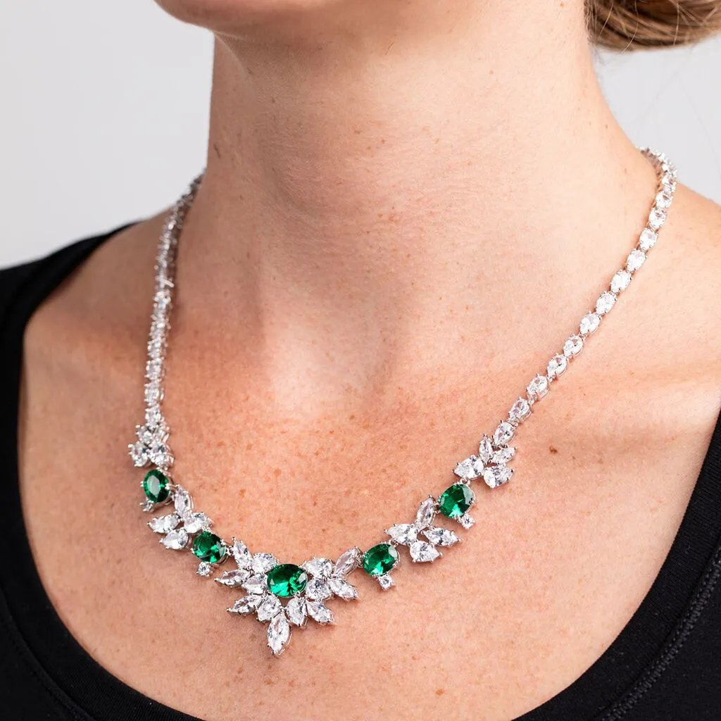 Emerald Multi Shaped Spiked Bib Necklace