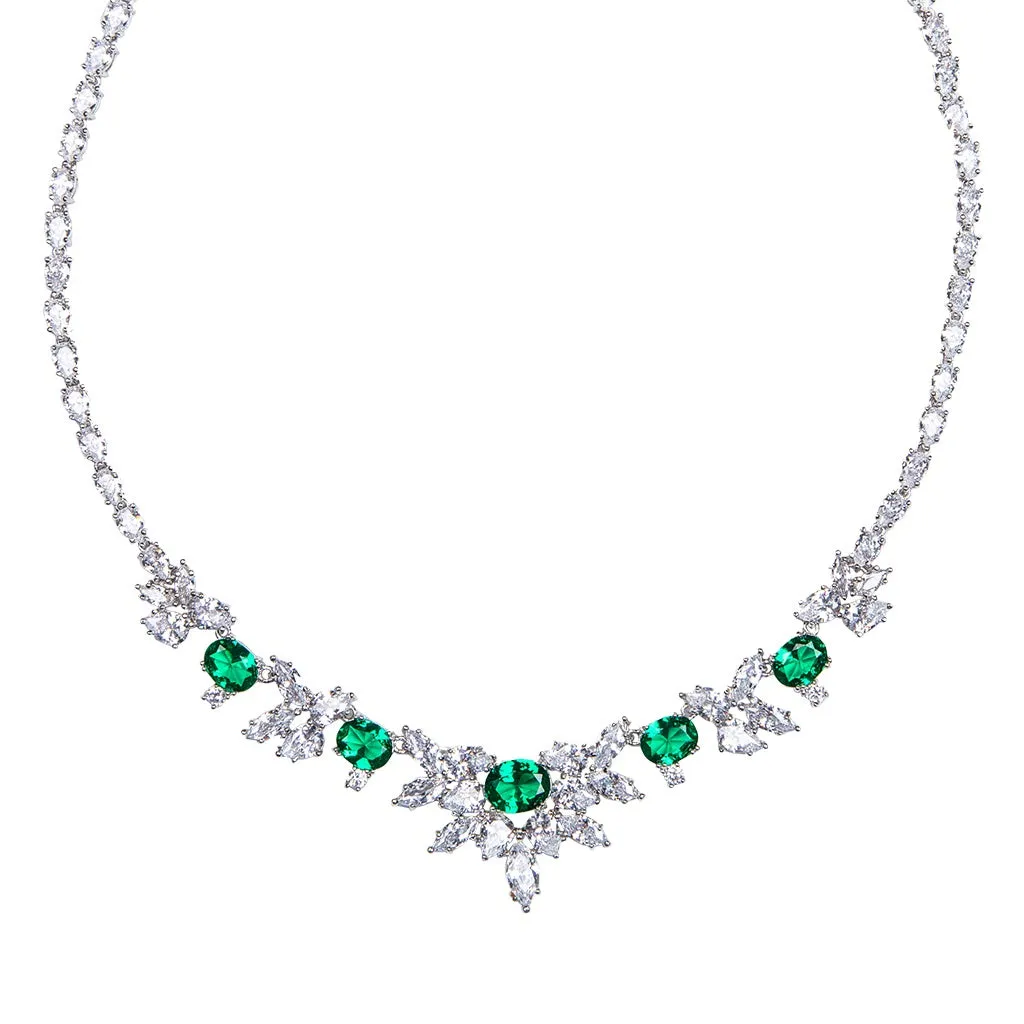 Emerald Multi Shaped Spiked Bib Necklace