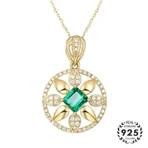 Emerald Zircon Gemstones Round Shape Pendant
