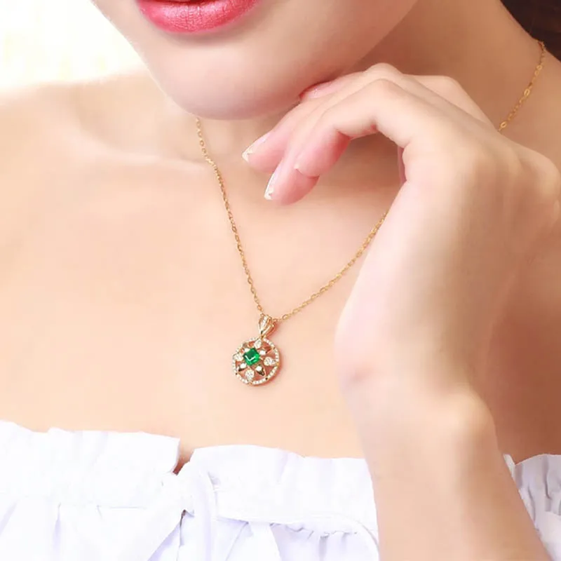 Emerald Zircon Gemstones Round Shape Pendant
