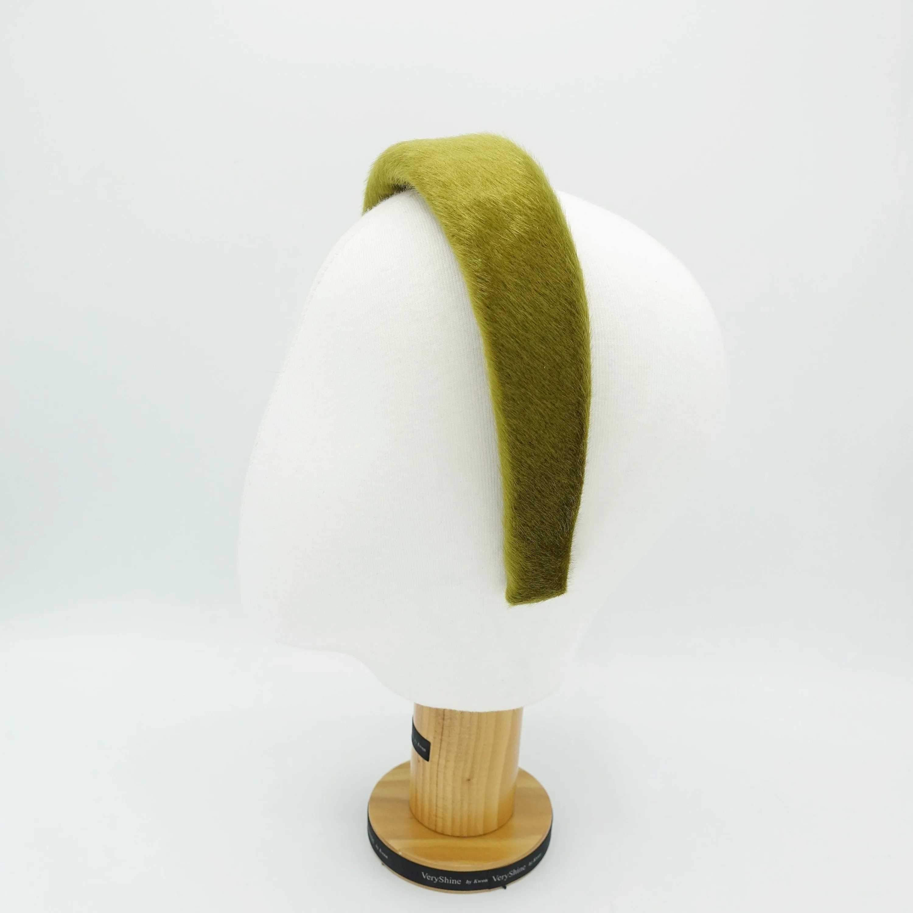 fabric fur headband padded imitated calf fur leather hairband Fall Winter hair accessory for women