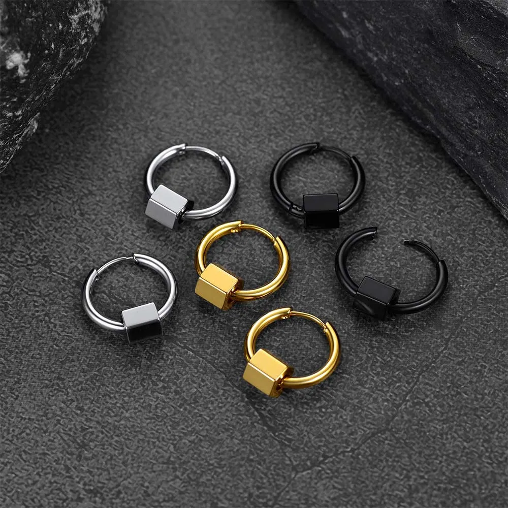 Flash Sale Punk Hexagon Piercing Hoop Earrings For Men