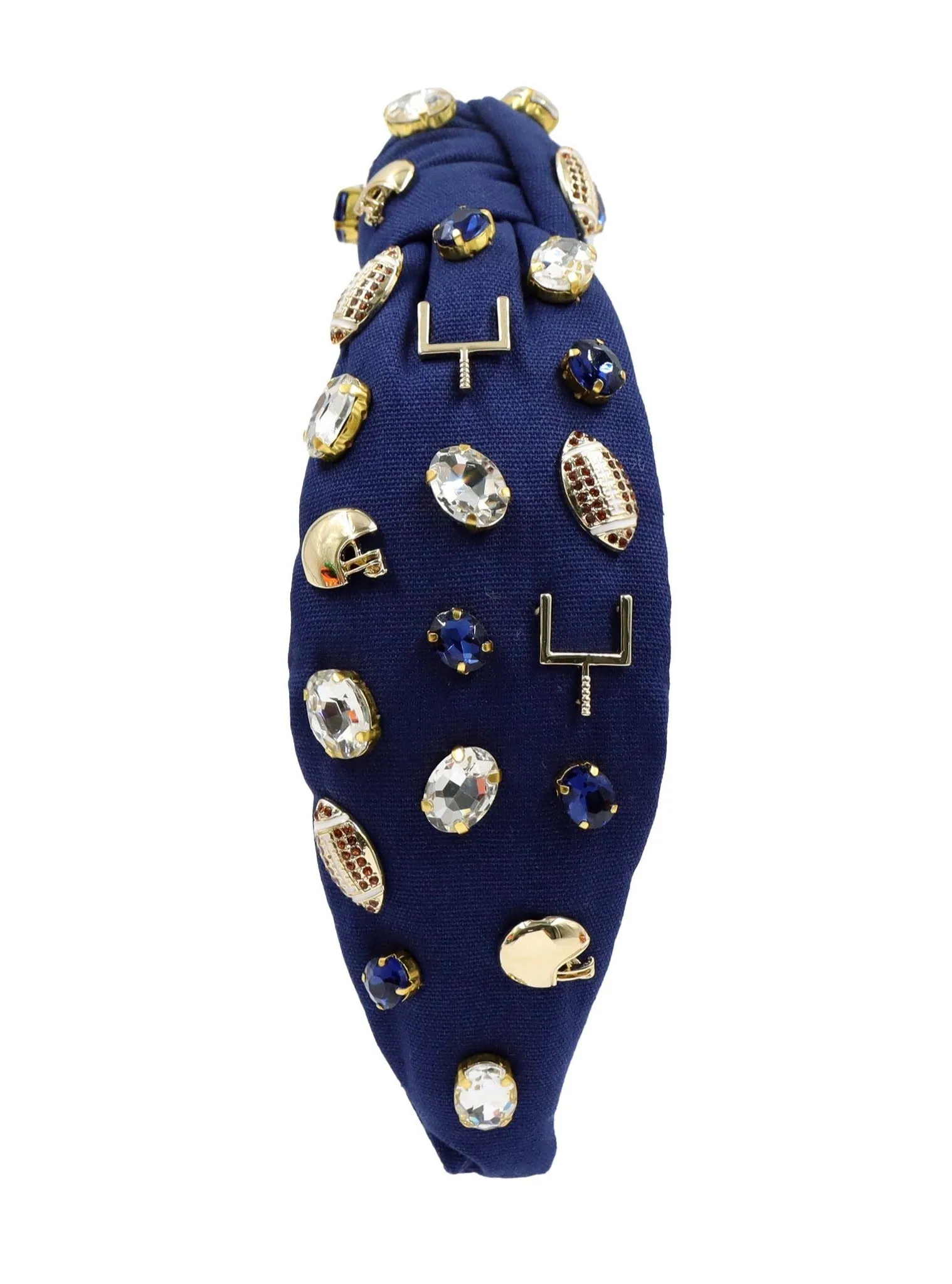 Football Jeweled Knot Headband (Blue)