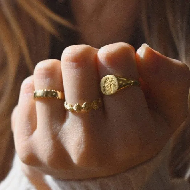 Forget Me Not Signet 18ct Gold Plated Ring FR02_GP