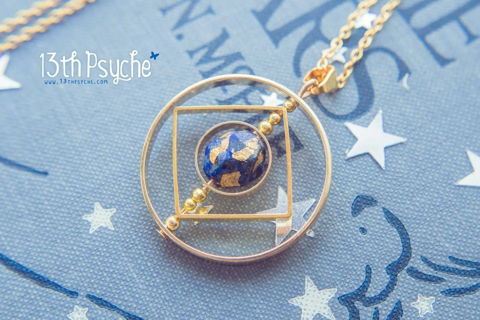 Galaxy inspired earth planet spinner necklace