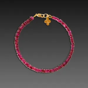 Garnet Bracelet with 22k Multidisk Charm