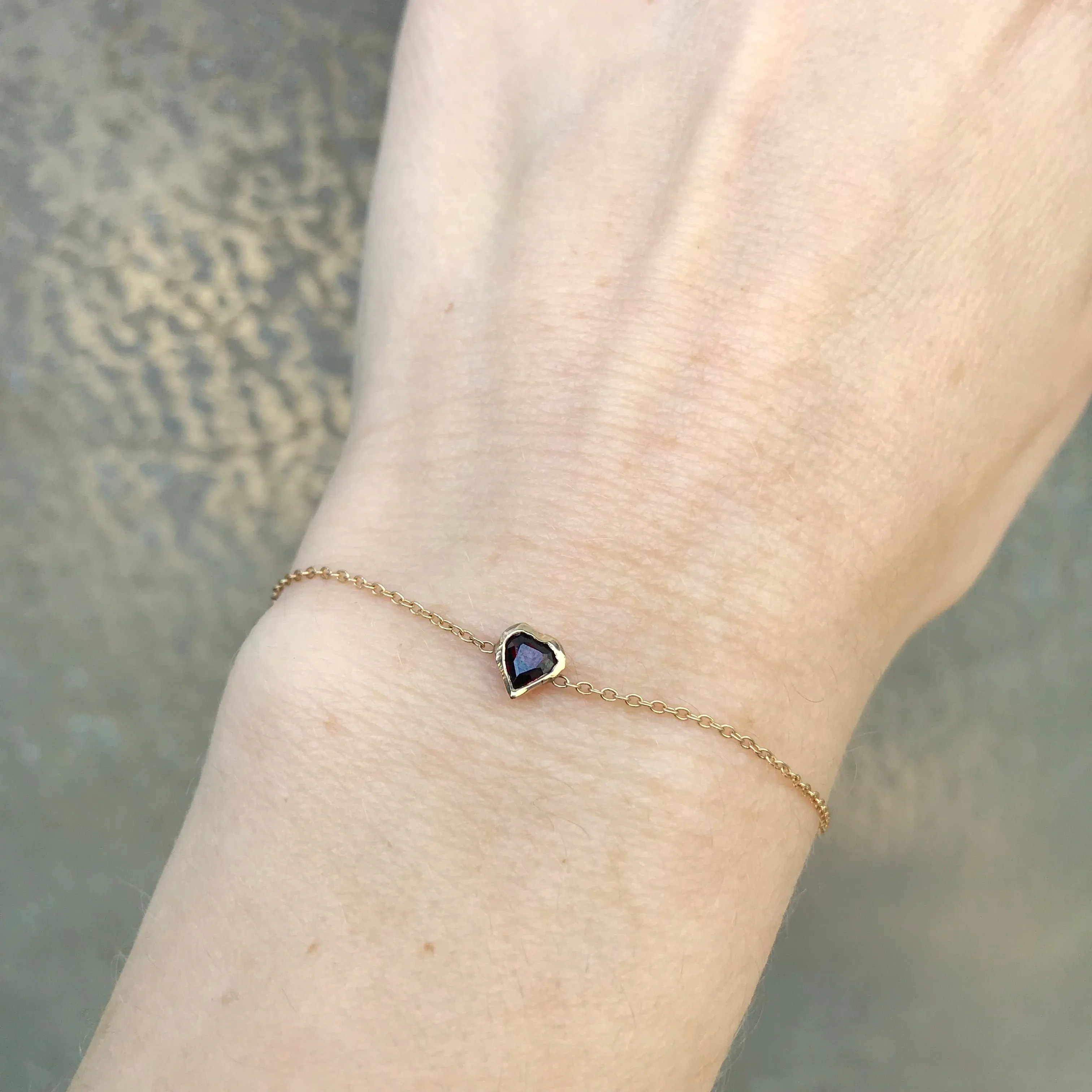 Garnet Heart Bracelet