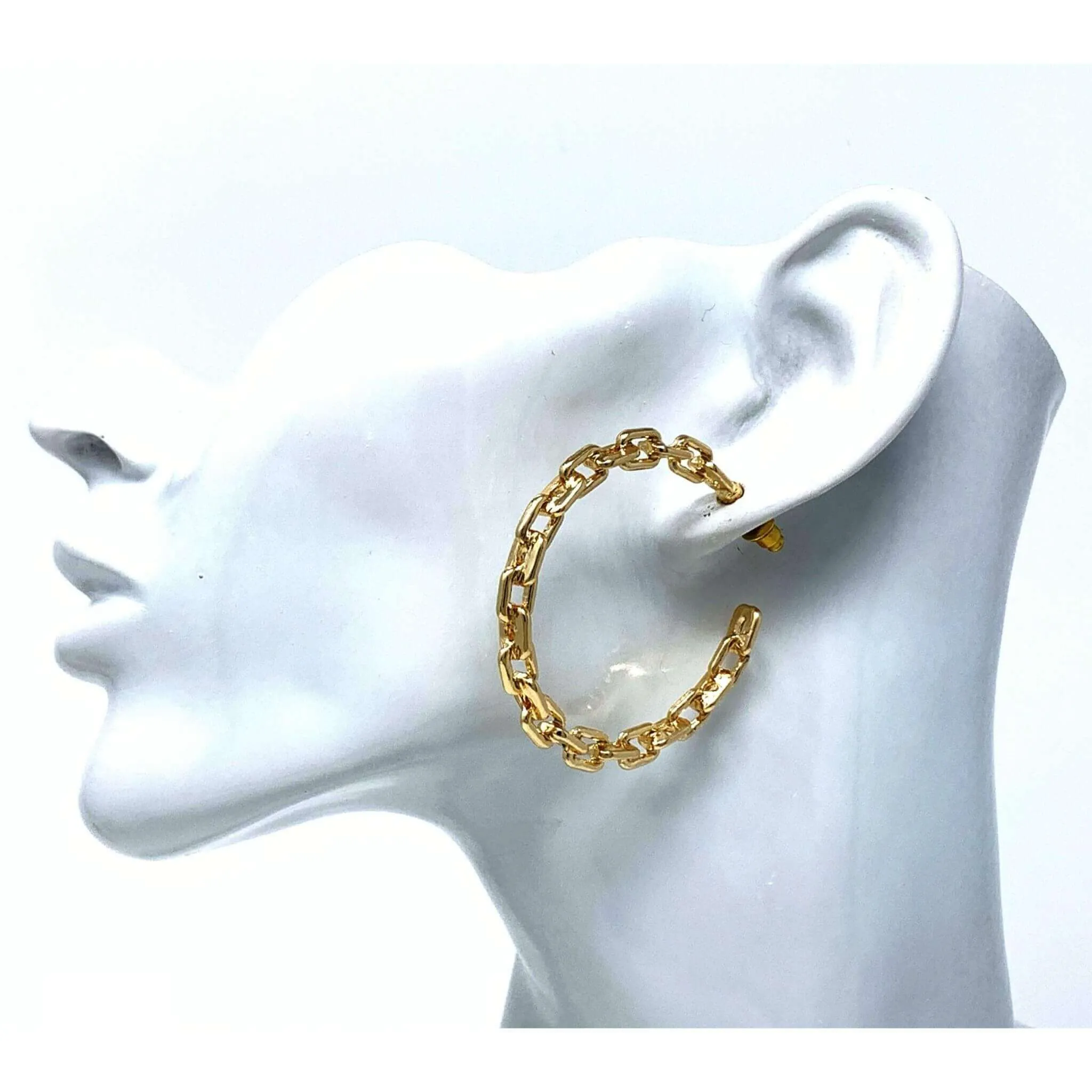 Gold Chain Link Hoop Earrings