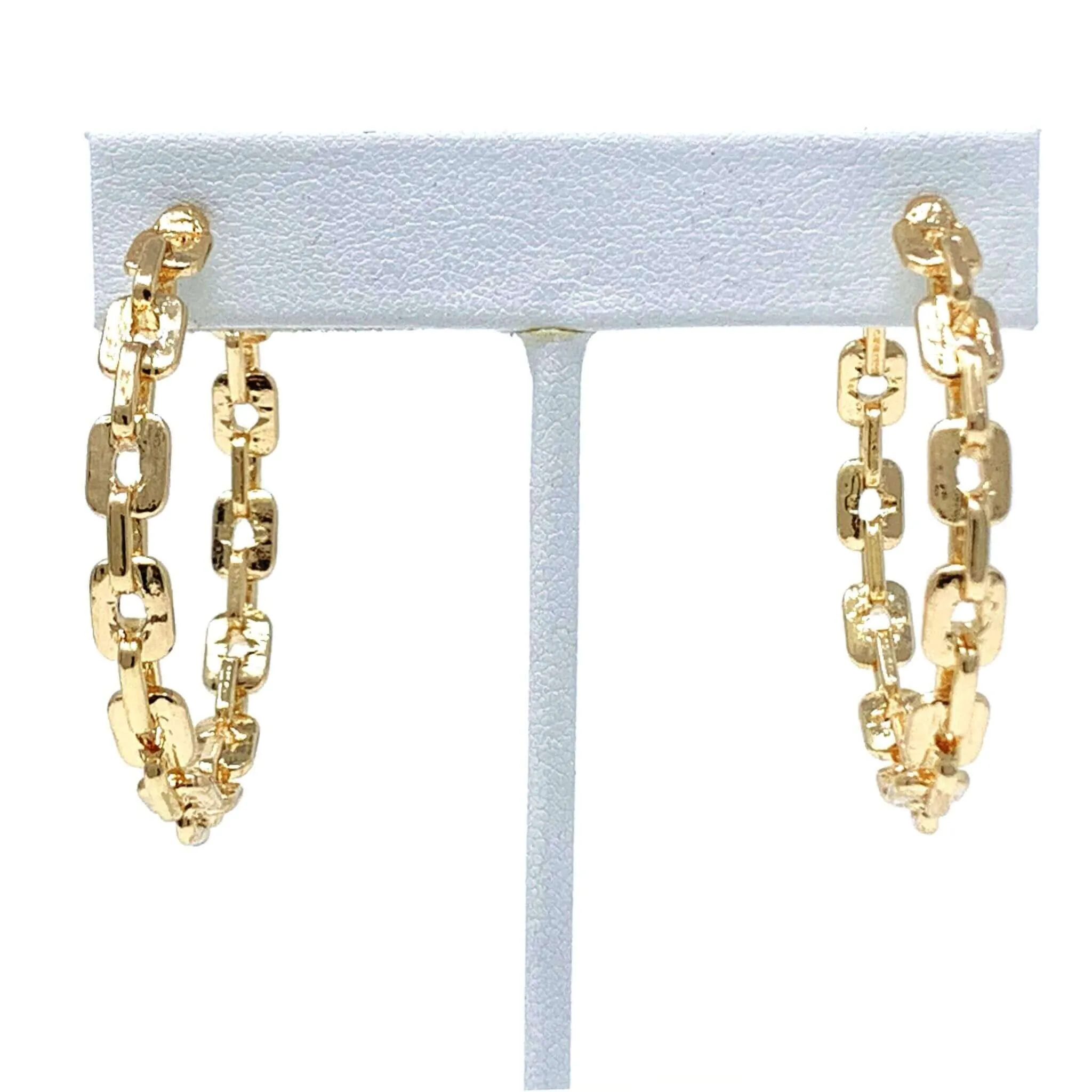 Gold Chain Link Hoop Earrings