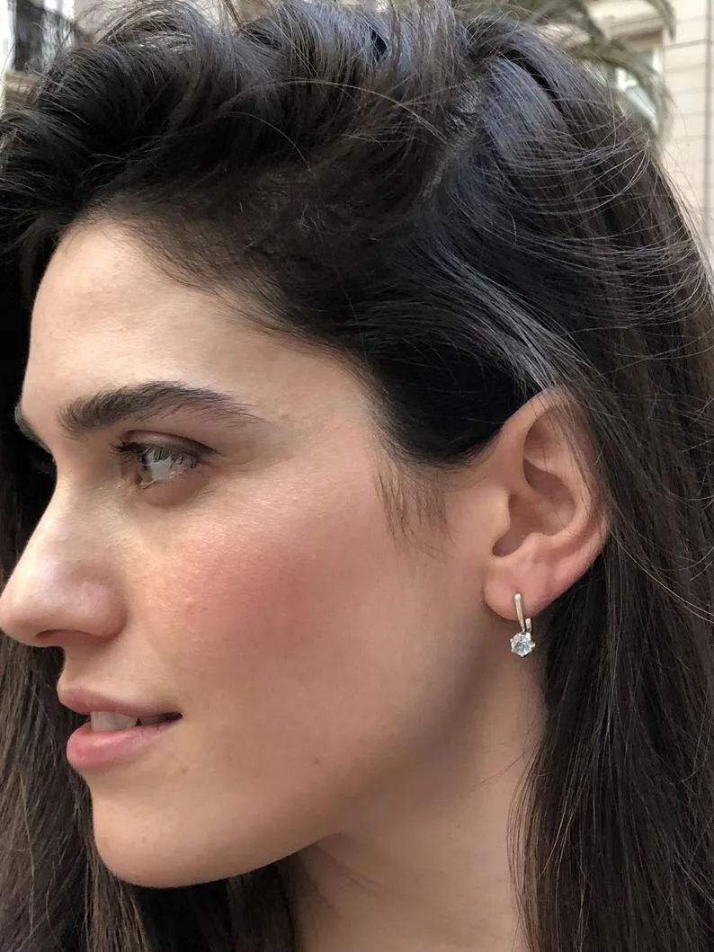 Gold Emerald Earrings - Natural Emerald Studs, Dainty Green Earrings