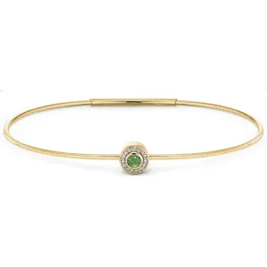 Gold Finish Finish Sterling Silver Round Simulated Peridot Birth Gem Bracelet with Simulated Diamonds
