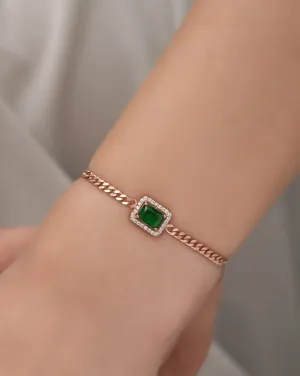 Gourmet Chain Green Stone Bracelet
