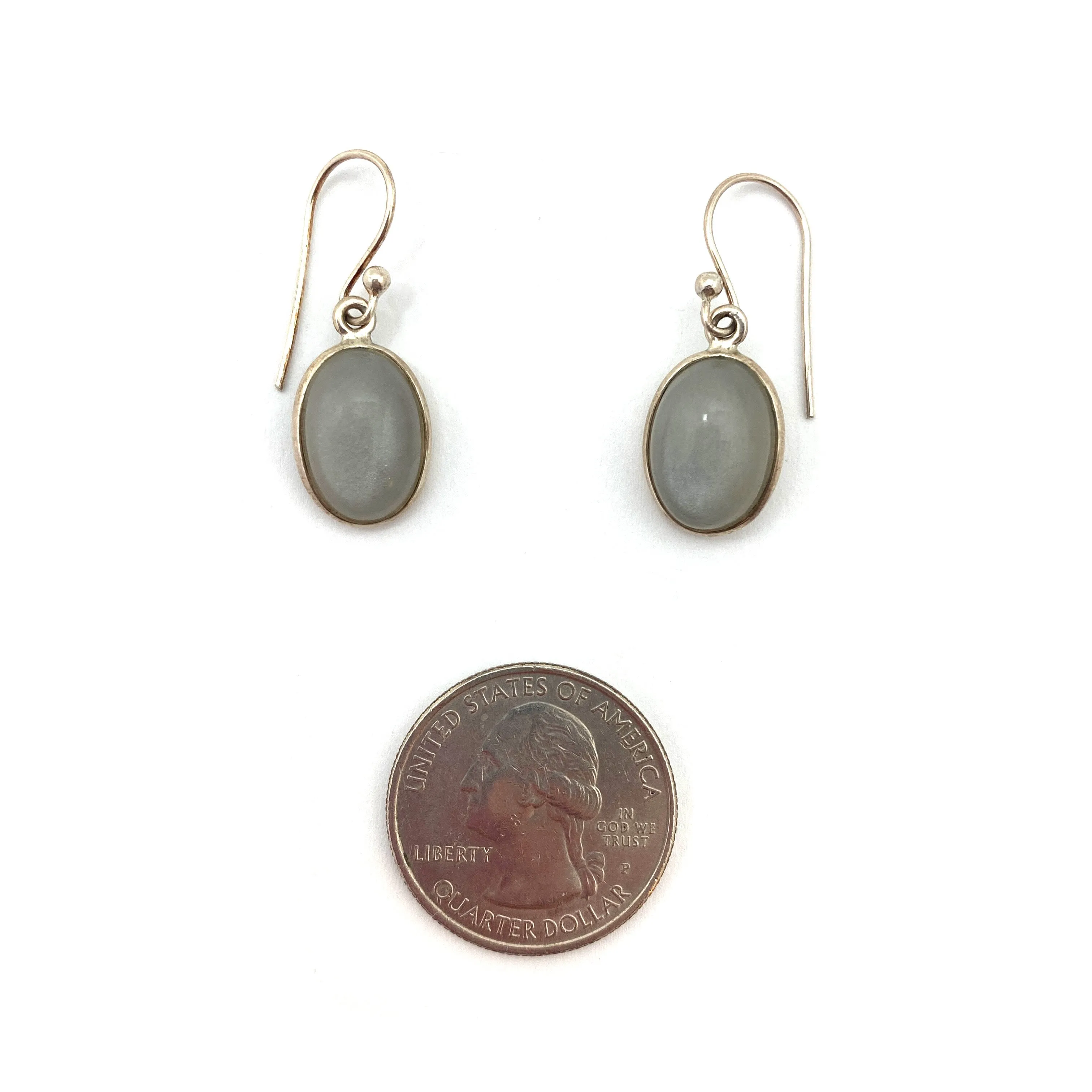Gray Moonstone Hook Earrings