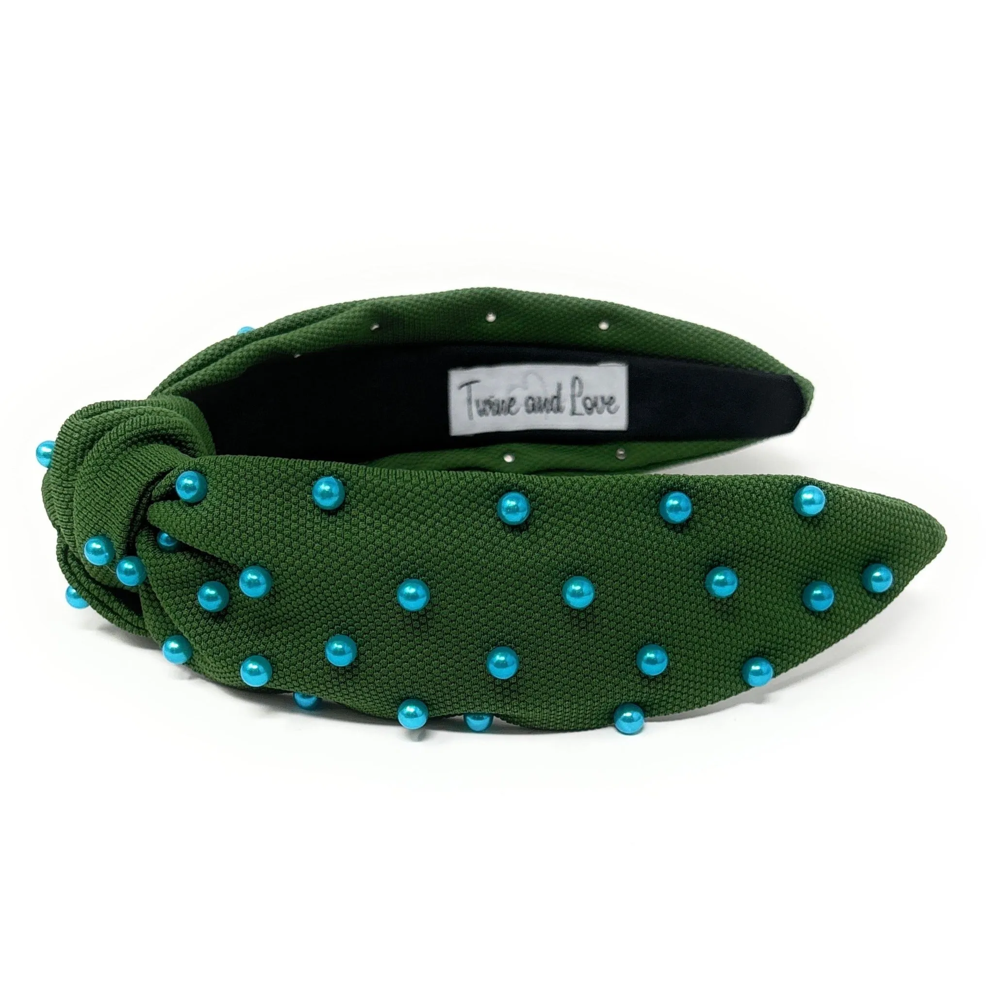 Green Blue Pearl Knot Headband