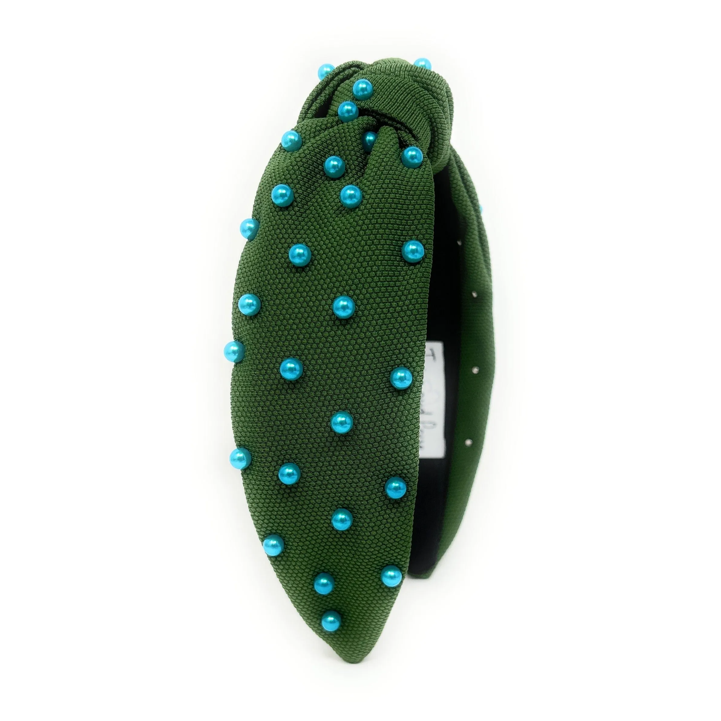 Green Blue Pearl Knot Headband