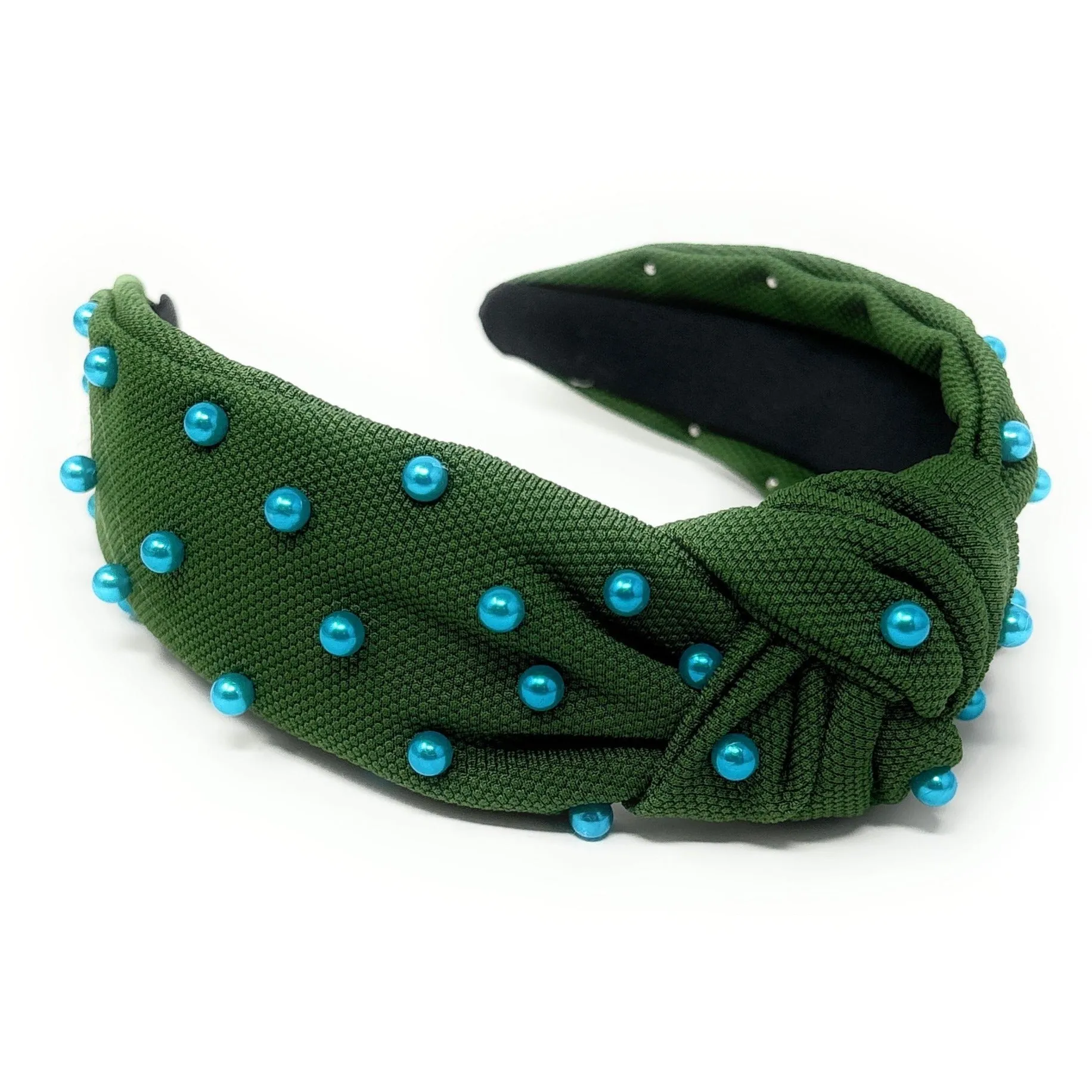 Green Blue Pearl Knot Headband