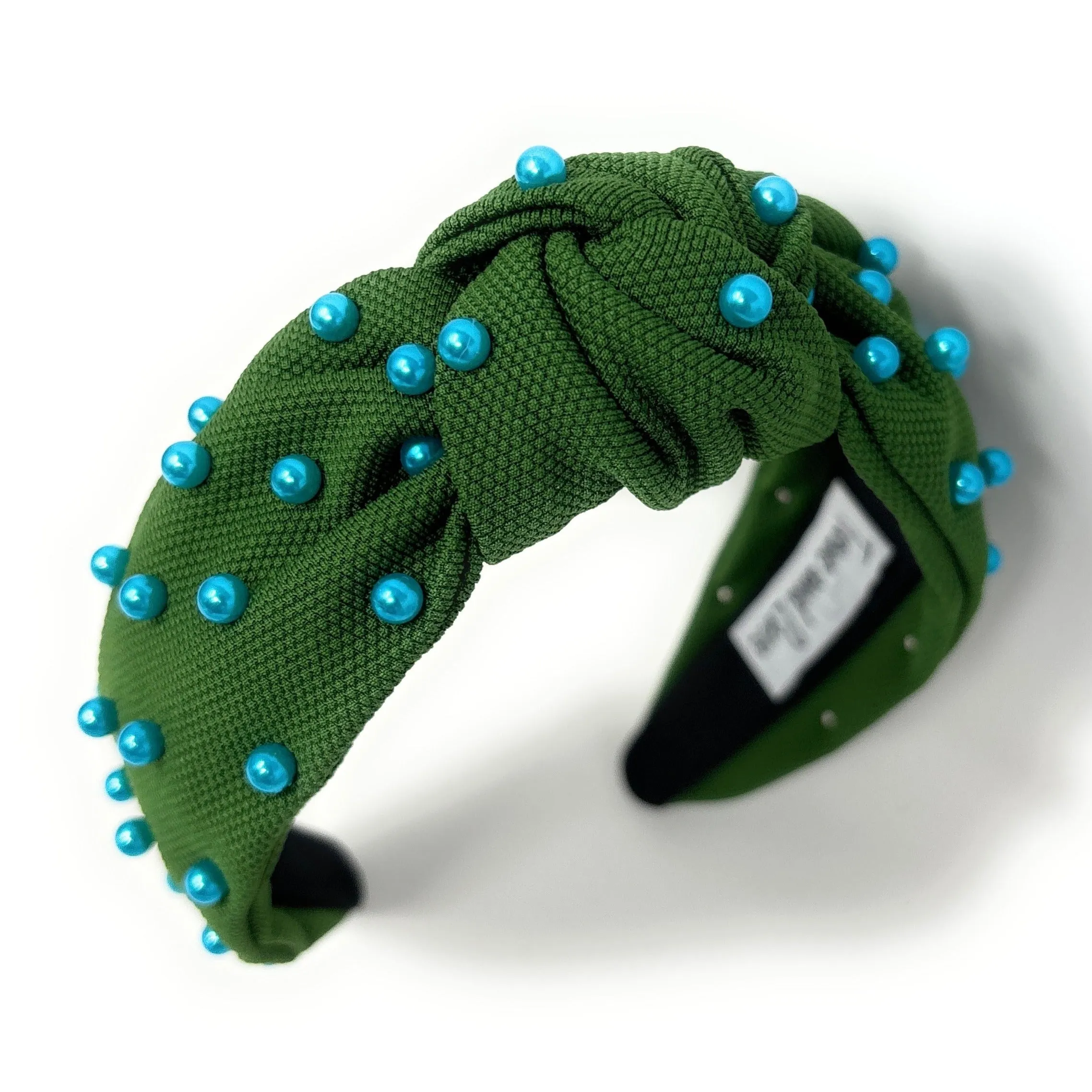 Green Blue Pearl Knot Headband