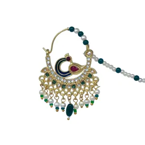 Green Stone Ethnic Gold Nath