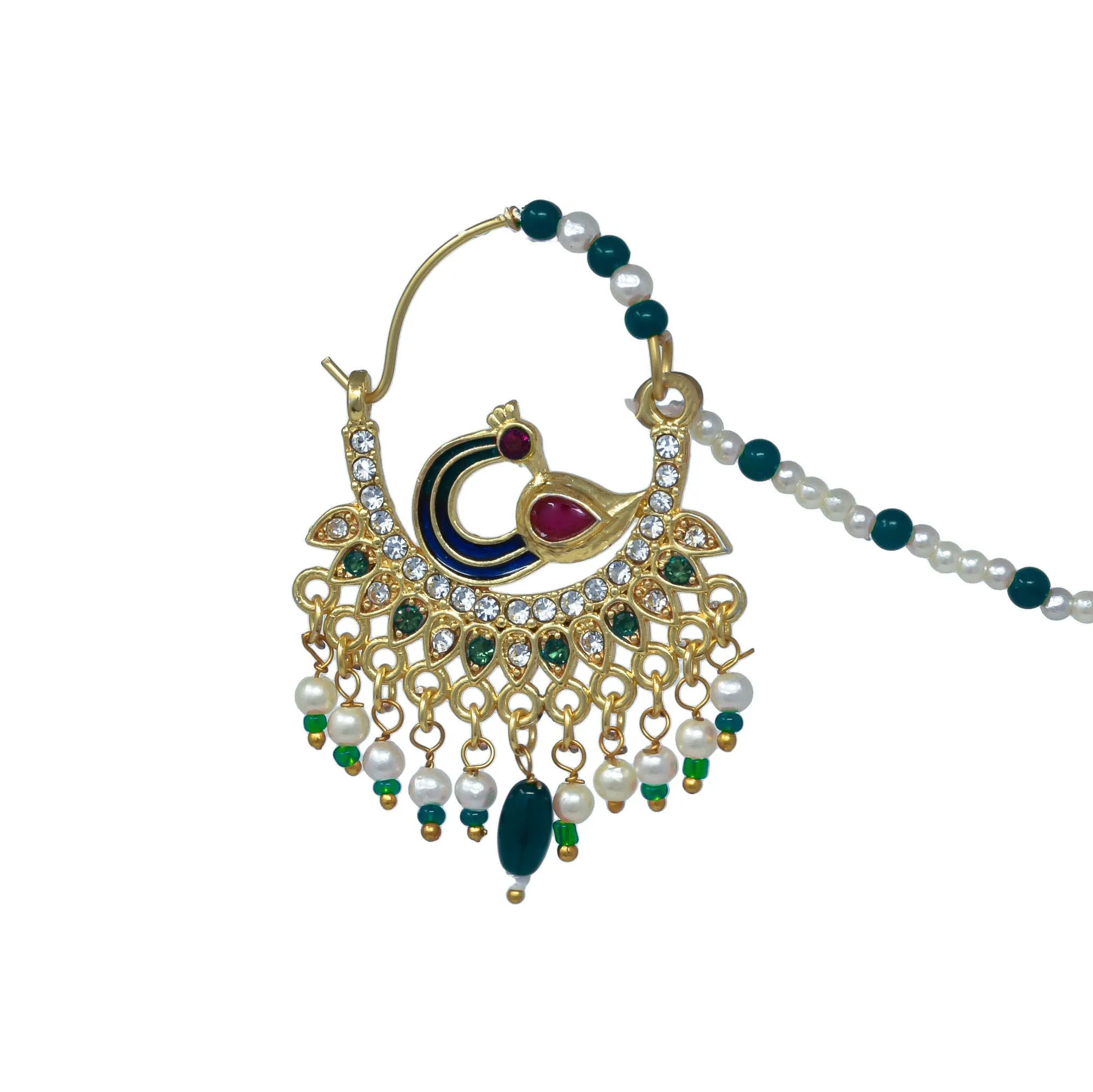 Green Stone Ethnic Gold Nath
