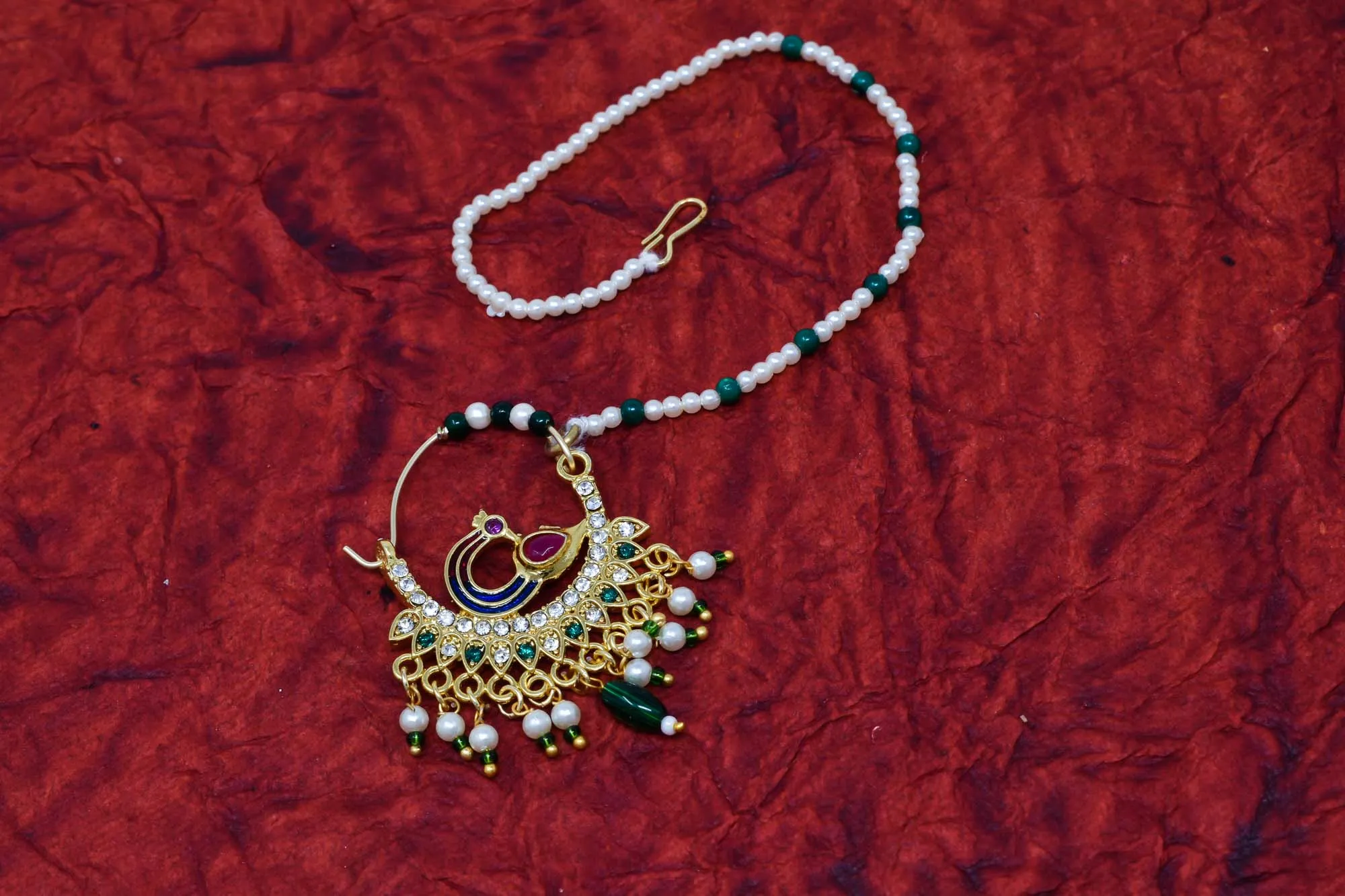 Green Stone Ethnic Gold Nath